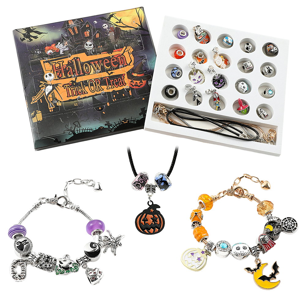 “🎃 Caja Sorpresa de Adviento Nightmare Box – Pulsera + 22 Charms Exclusivos”