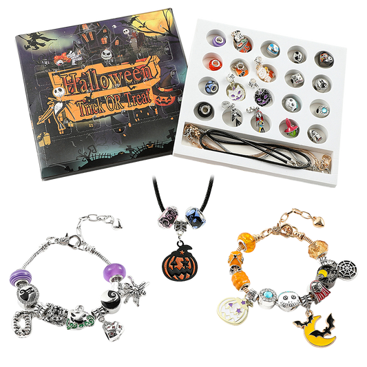 “🎃 Caja Sorpresa de Adviento Nightmare Box – Pulsera + 22 Charms Exclusivos”