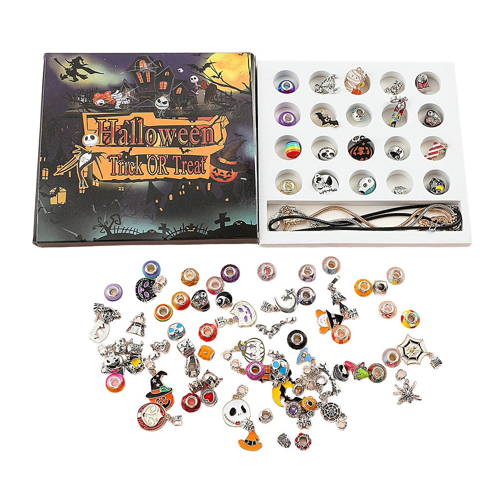 “🎃 Caja Sorpresa de Adviento Nightmare Box – Pulsera + 22 Charms Exclusivos”
